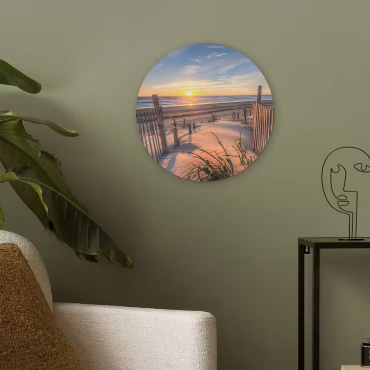 Strand - Zee - Duin - Zonsondergang - Landschap Akoestische PET Vilt - Rond klein -sfeer2