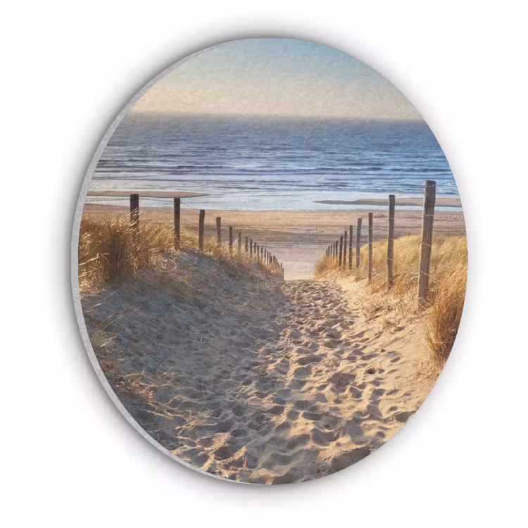 Strand - Zee - Nederland - Duinen - Zon Akoestische PET Vilt - Rond klein -3d