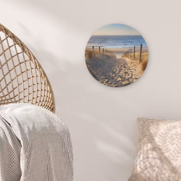 Strand - Zee - Nederland - Duinen - Zon Akoestische PET Vilt - Rond klein -sfeer4