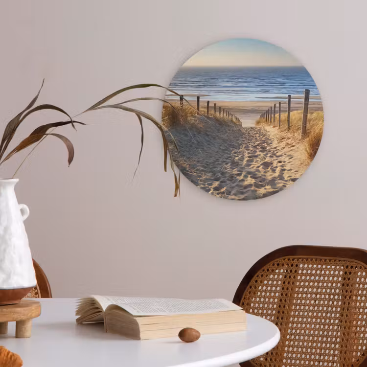 Strand - Zee - Nederland - Duinen - Zon Akoestische PET Vilt - Rond klein -sfeer3