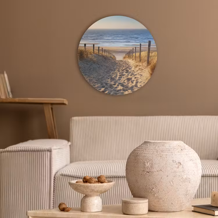 Strand - Zee - Nederland - Duinen - Zon Akoestische PET Vilt - Rond klein -sfeer1