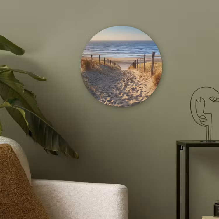 Strand - Zee - Nederland - Duinen - Zon Akoestische PET Vilt - Rond klein -sfeer2