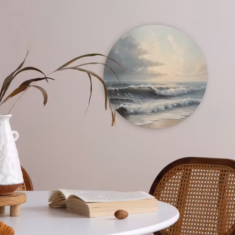 Strand - Zee - Zonsondergang Akoestische PET Vilt - Rond klein -sfeer3