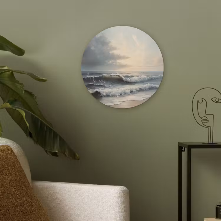 Strand - Zee - Zonsondergang Akoestische PET Vilt - Rond klein -sfeer2