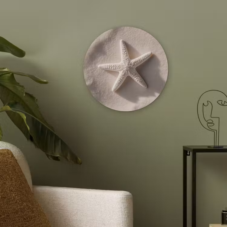 Strand - Zeester - Zand - Beige Akoestische PET Vilt - Rond klein -sfeer2