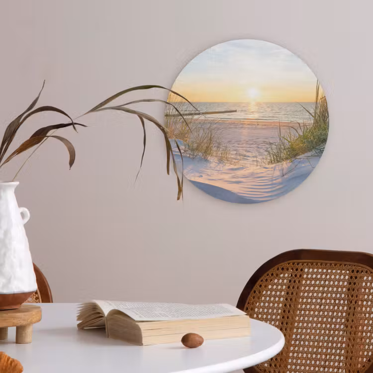 Strand - Zon - Duin - Gras - Zand - Horizon Akoestische PET Vilt - Rond klein -sfeer3