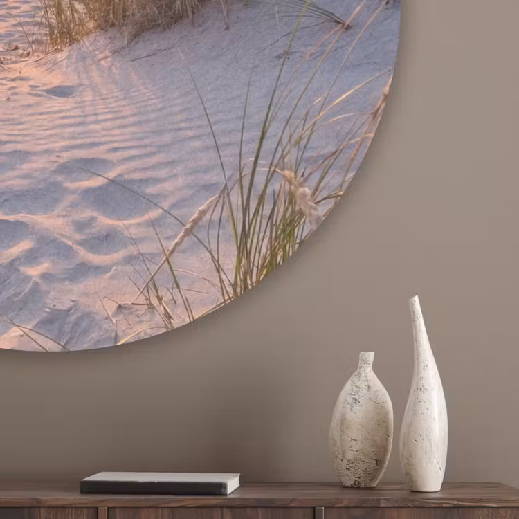 Strand - Zonsondergang - Natuur - Landschap Akoestische PET Vilt - Rond klein -sfeer5_closeup