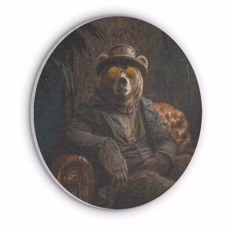 Beer - Bruin - Pak - Hoed Akoestische PET Vilt - Rond klein -3d