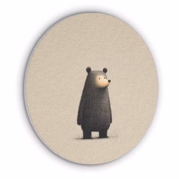 Beer - Donkerbruin - Minimalistisch Akoestische PET Vilt - Rond klein -3d