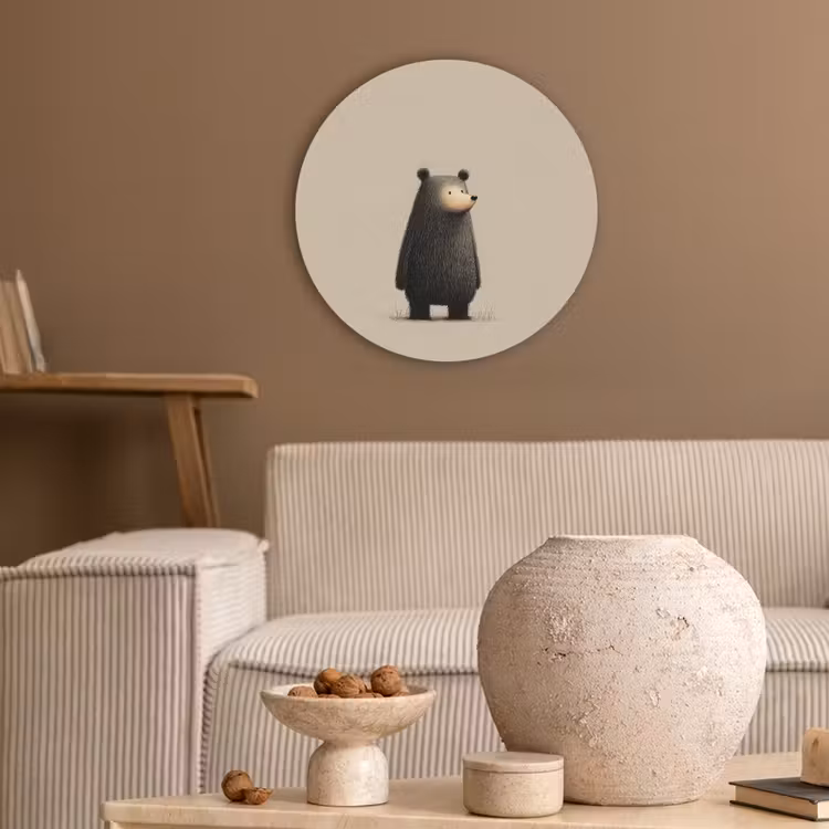 Beer - Donkerbruin - Minimalistisch Akoestische PET Vilt - Rond klein -sfeer1