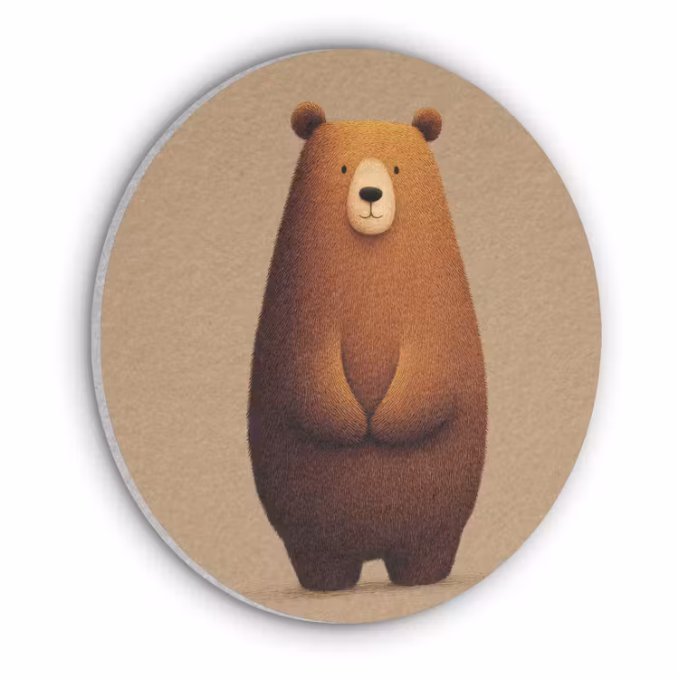 Beer - Minimalistisch - Bruin Akoestische PET Vilt - Rond klein -3d