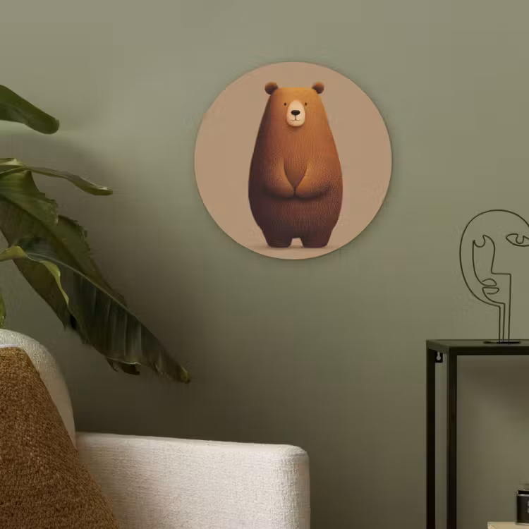 Beer - Minimalistisch - Bruin Akoestische PET Vilt - Rond klein -sfeer2