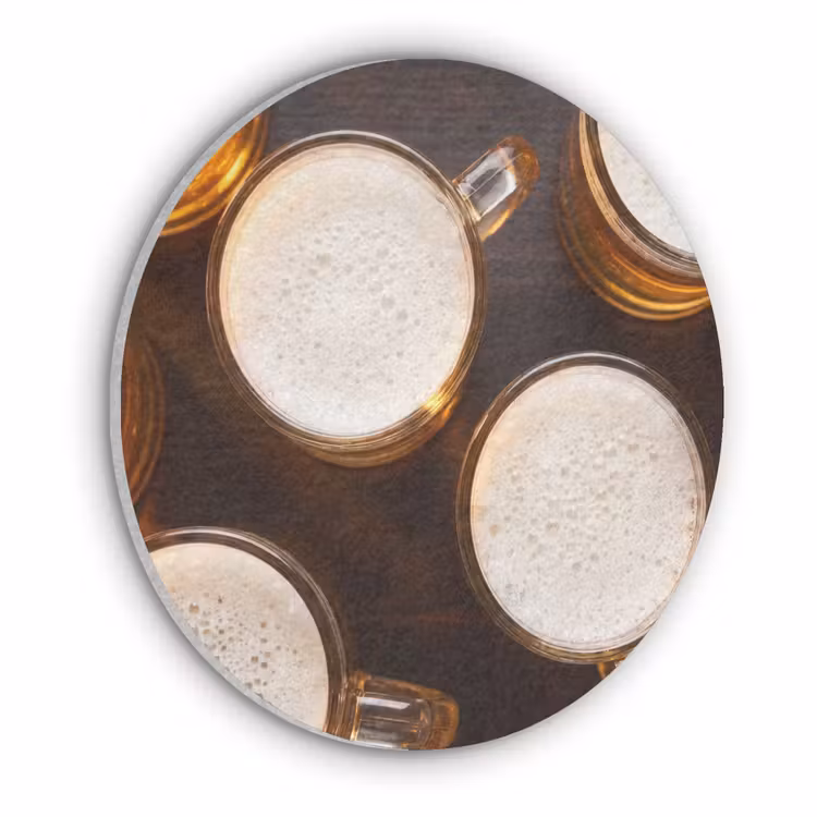 Bier - Glazen - Schuim - Hout - Drank Akoestische PET Vilt - Rond klein -3d