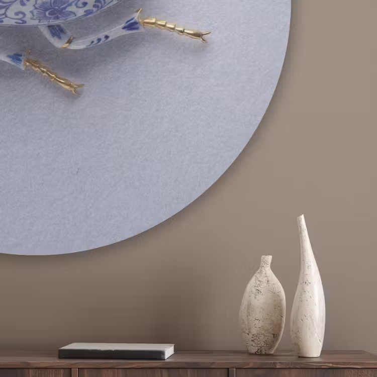 Kever - Delfts - Blauw - Goud Akoestische PET Vilt - Rond klein -sfeer5_closeup