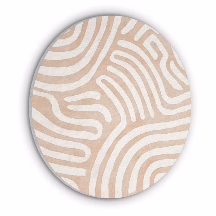 Beige - Aardspatroon Akoestische PET Vilt - Rond klein -3d