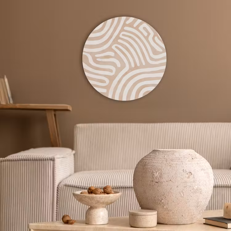 Beige - Aardspatroon Akoestische PET Vilt - Rond klein -sfeer1