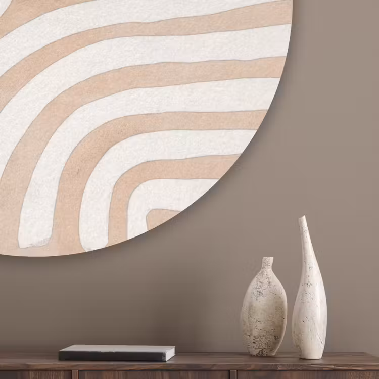 Beige - Aardspatroon Akoestische PET Vilt - Rond klein -sfeer5_closeup