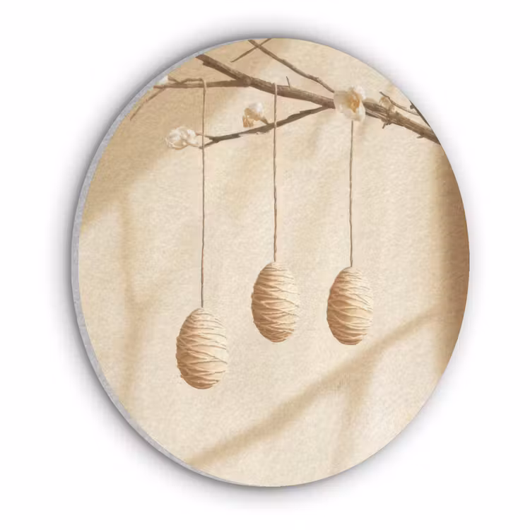 Beige - Paastak - Eieren Akoestische PET Vilt - Rond klein -3d