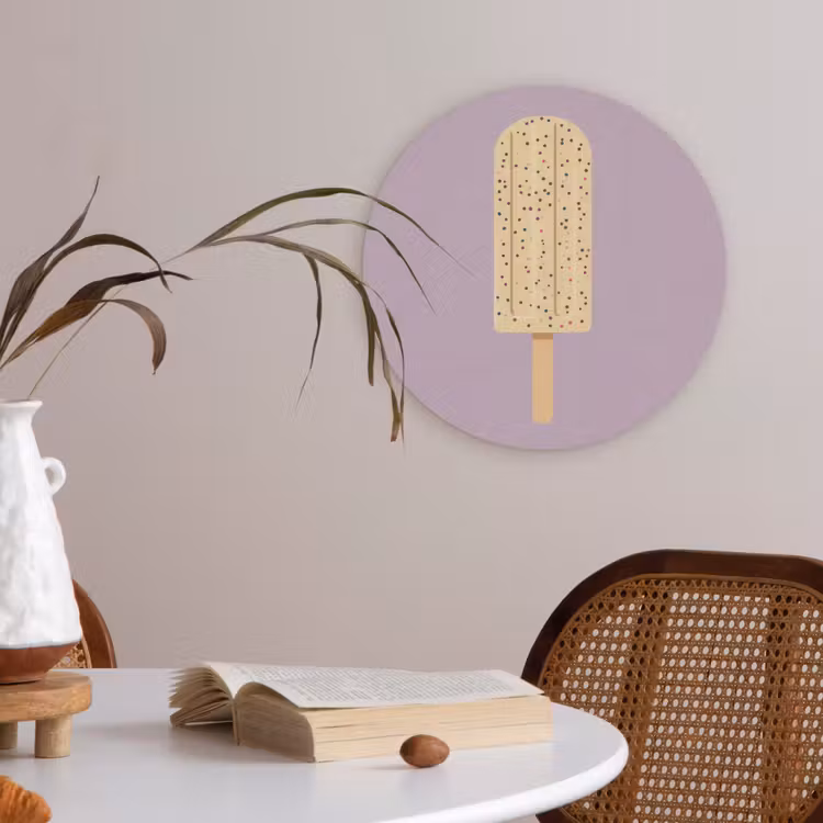 Beige - Ijsje - Spikkels Akoestische PET Vilt - Rond klein -sfeer3