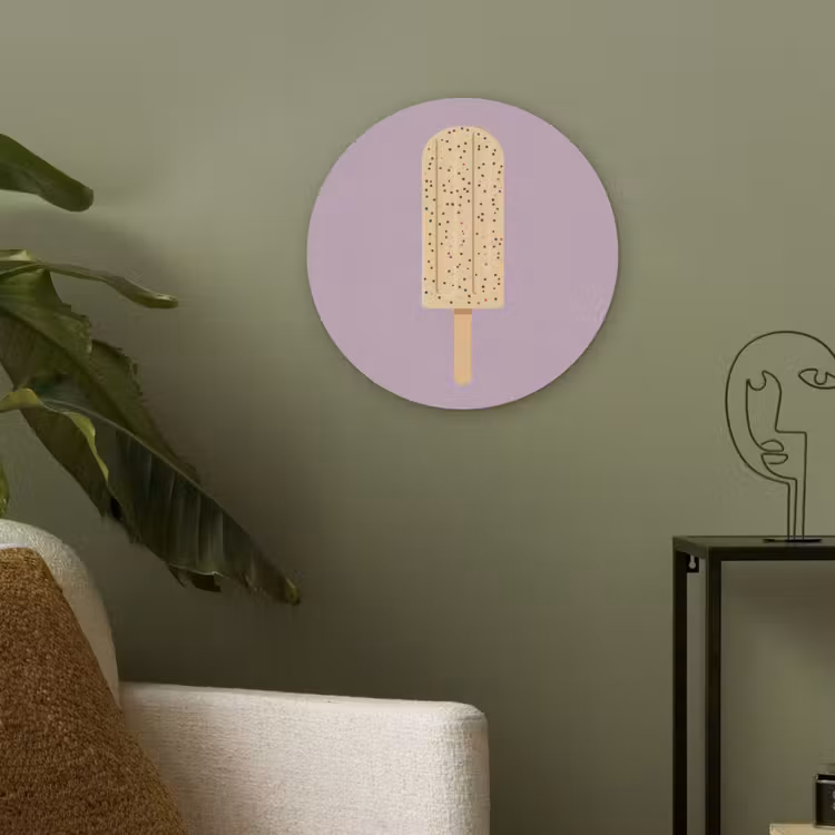 Beige - Ijsje - Spikkels Akoestische PET Vilt - Rond klein -sfeer2