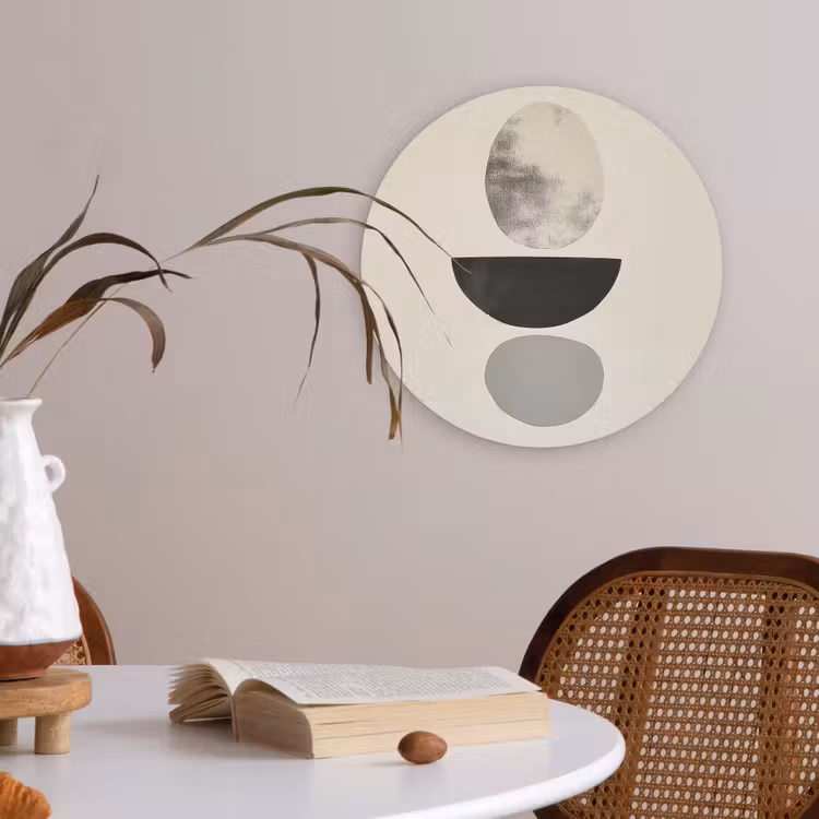 Beige - Japandi - Wabi sabi Akoestische PET Vilt - Rond klein -sfeer3