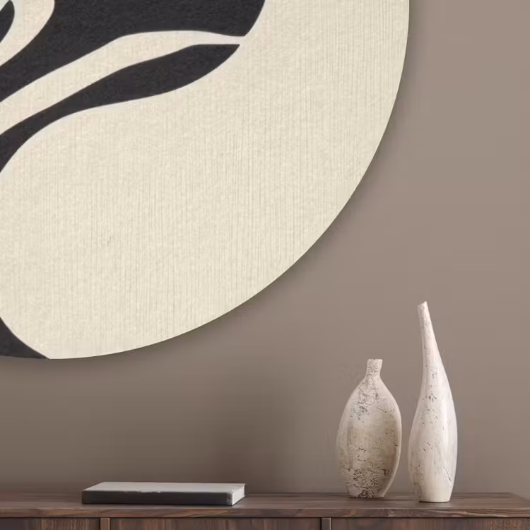 Beige - Lijnen - Golvend - Abstract Akoestische PET Vilt - Rond klein -sfeer5_closeup