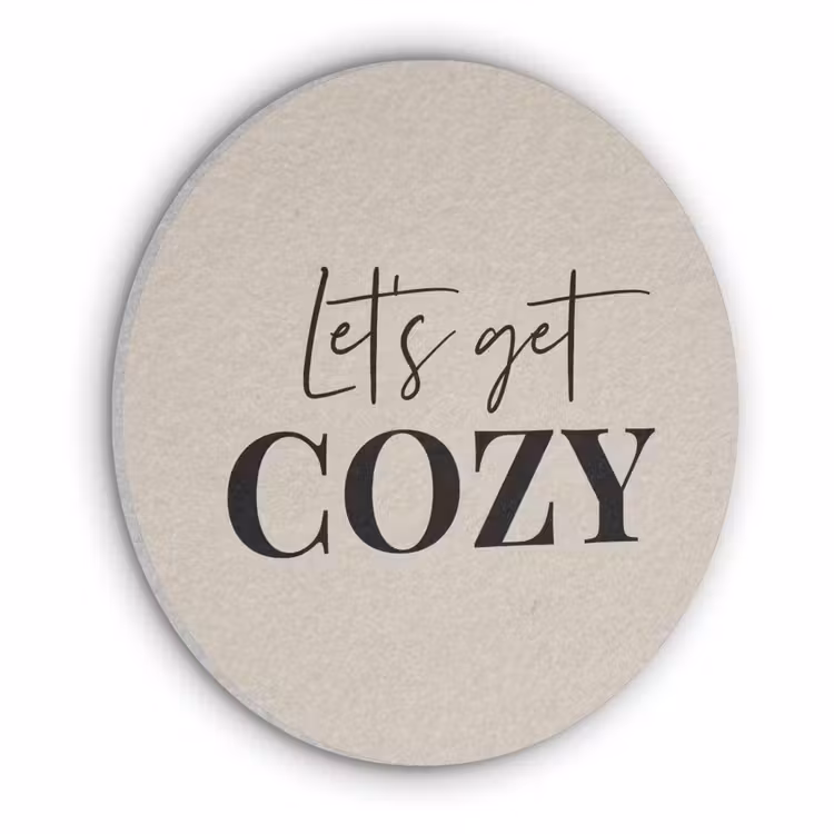 Beige - Winter - Quote - Cozy Akoestische PET Vilt - Rond klein -3d