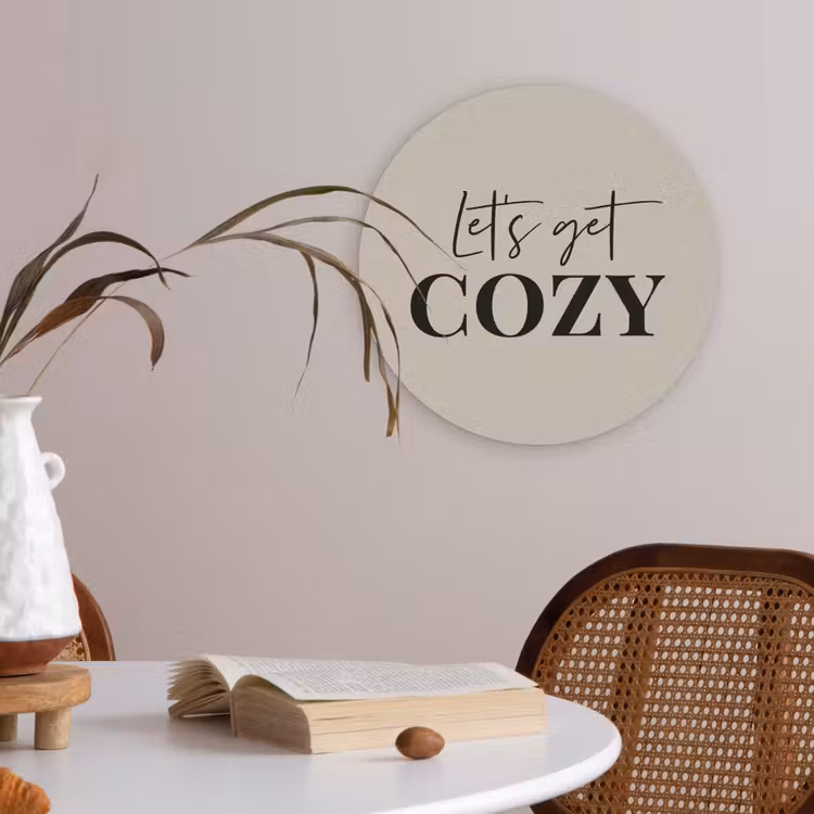 Beige - Winter - Quote - Cozy Akoestische PET Vilt - Rond klein -sfeer3