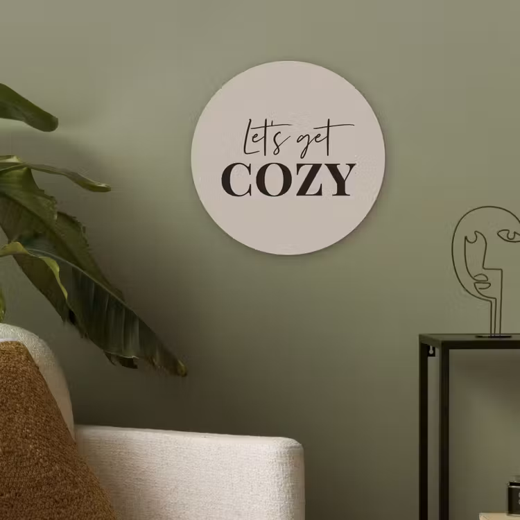 Beige - Winter - Quote - Cozy Akoestische PET Vilt - Rond klein -sfeer2