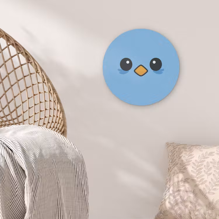 Vogel - Blauw - Eenvoudig Akoestische PET Vilt - Rond klein -sfeer4