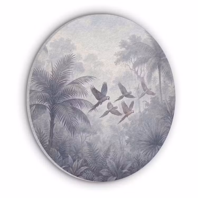 Vogel - Vliegend - Jungle - Vintage - Dieren Akoestische PET Vilt - Rond klein -3d