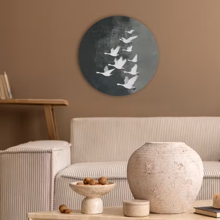 Vogel - Japandi - Groen Akoestische PET Vilt - Rond klein -sfeer1