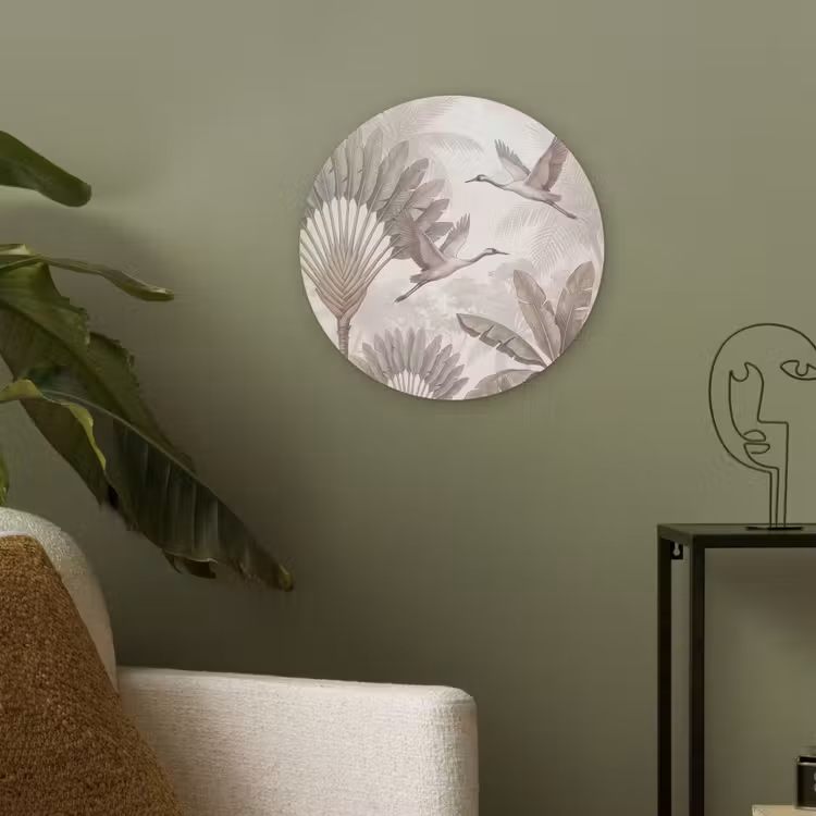 Vogel - Tropisch - Jungle - Natuur - Beige Akoestische PET Vilt - Rond klein -sfeer2