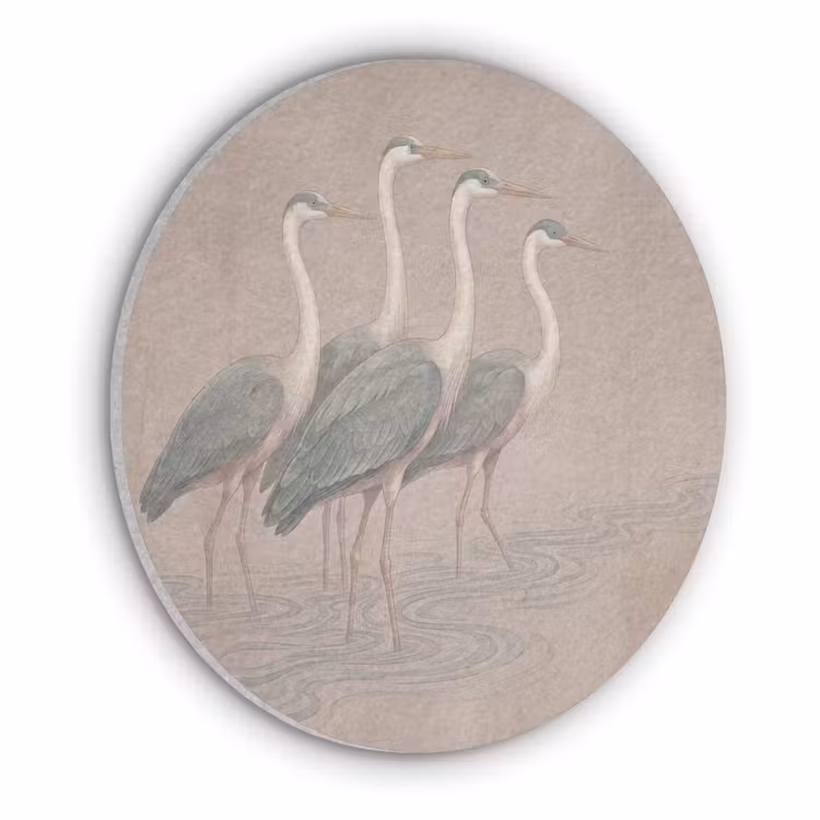 Vogel - Water - Natuur - Vintage Akoestische PET Vilt - Rond klein -3d
