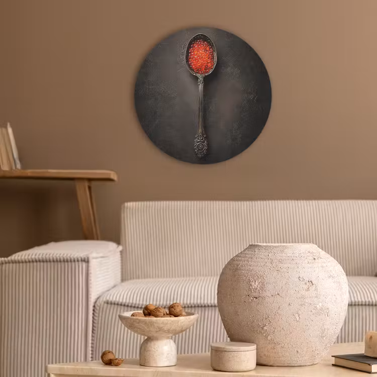 Zwart - Lepel - Caviar Akoestische PET Vilt - Rond klein -sfeer1