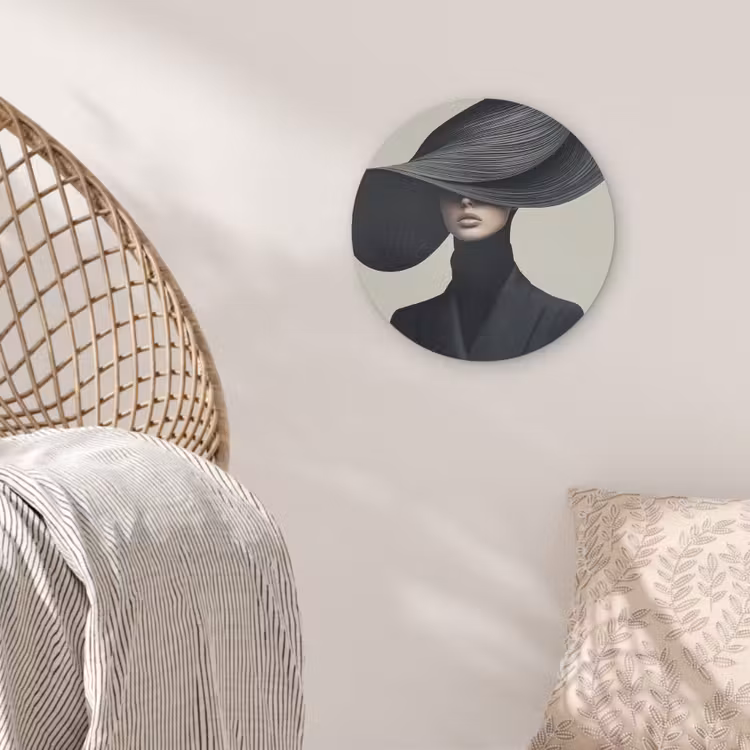 Zwart - Vrouw - Hoed Akoestische PET Vilt - Rond klein -sfeer4