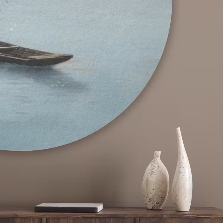 Bloesems - Minimalistisch - Wateroppervlak - Boot Akoestische PET Vilt - Rond klein -sfeer5_closeup