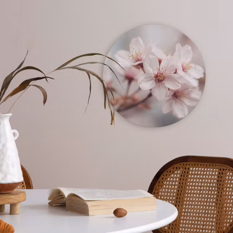 Bloesems - Meeldraden - Geel - Wazig Akoestische PET Vilt - Rond klein -sfeer3
