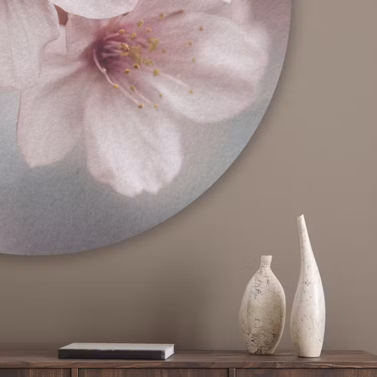 Bloesems - Meeldraden - Geel - Wazig Akoestische PET Vilt - Rond klein -sfeer5_closeup