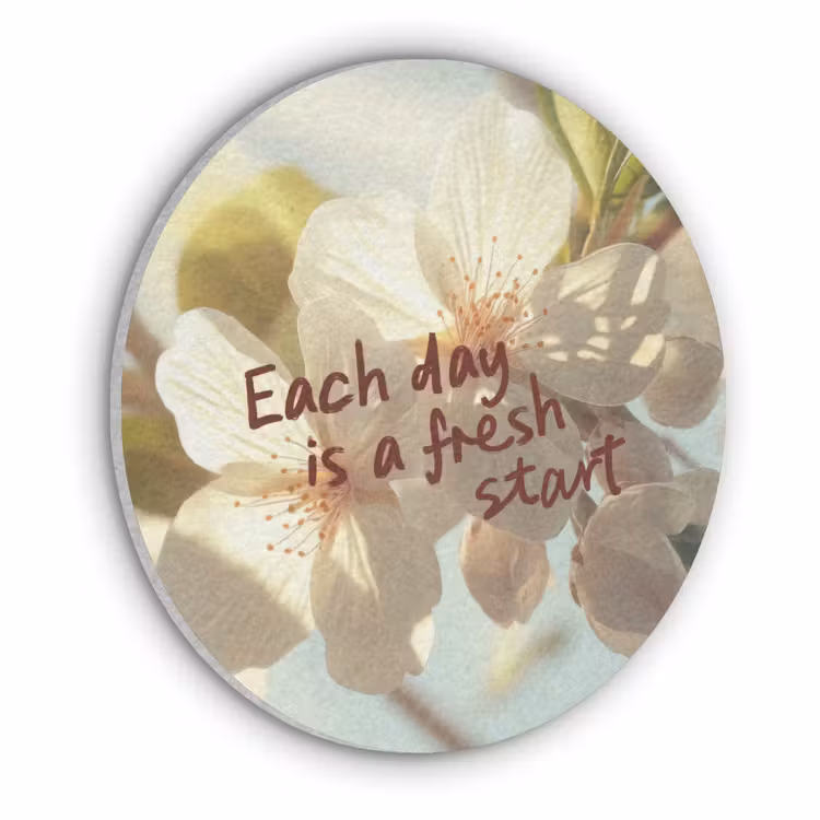 Bloesems - Zonlicht - Quote - Wit Akoestische PET Vilt - Rond klein -3d