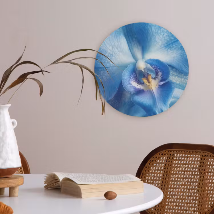 Blauw - Orchidee - Elegeant Akoestische PET Vilt - Rond klein -sfeer3