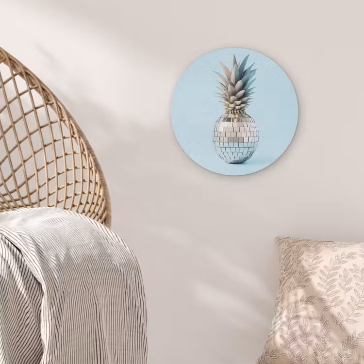 Blauw - Ananas - Disco - Discobal Akoestische PET Vilt - Rond klein -sfeer4
