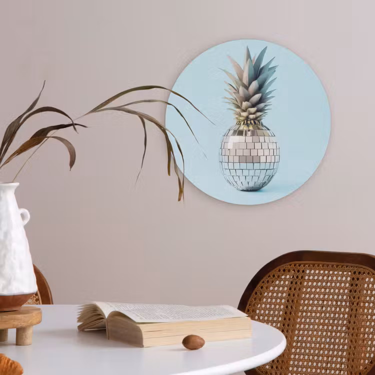 Blauw - Ananas - Disco - Discobal Akoestische PET Vilt - Rond klein -sfeer3