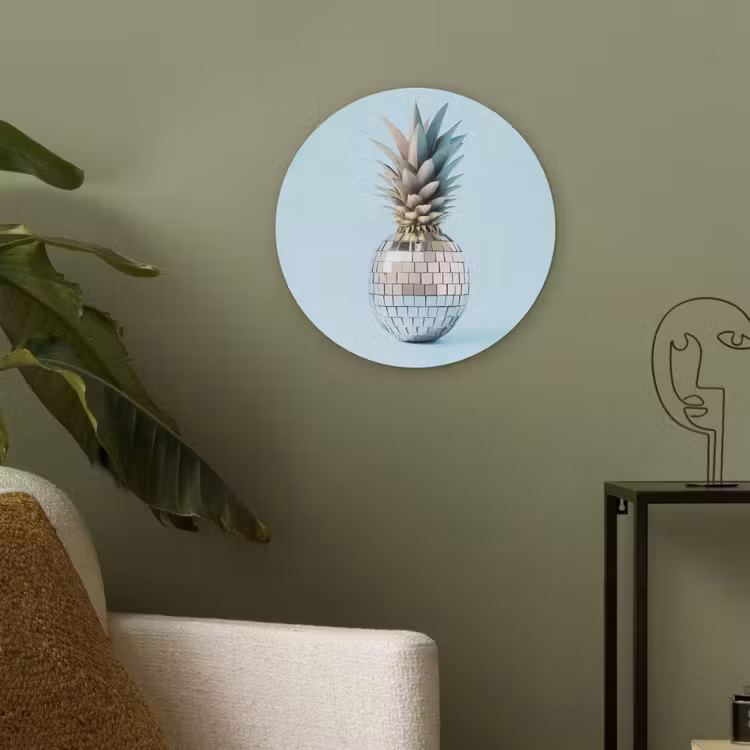 Blauw - Ananas - Disco - Discobal Akoestische PET Vilt - Rond klein -sfeer2