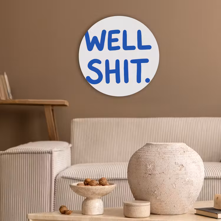 Blauw - Quote - Wit Akoestische PET Vilt - Rond klein -sfeer1