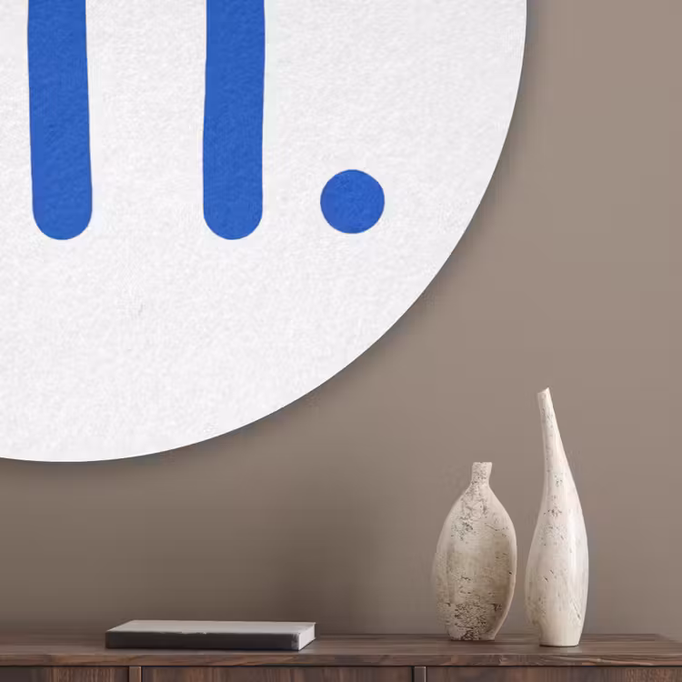 Blauw - Quote - Wit Akoestische PET Vilt - Rond klein -sfeer5_closeup