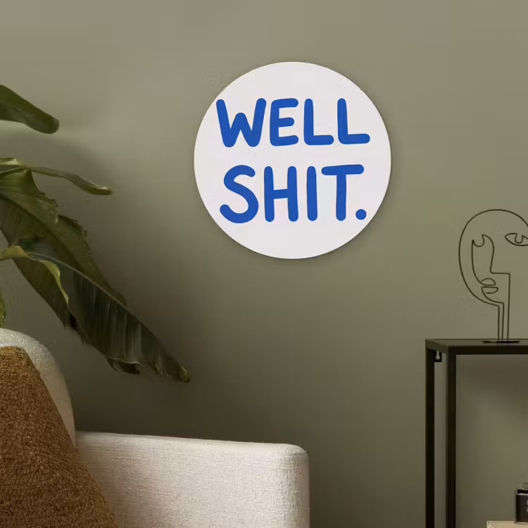 Blauw - Quote - Wit Akoestische PET Vilt - Rond klein -sfeer2