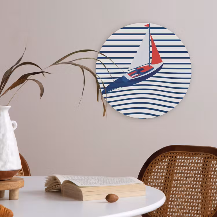 Boot - Water - Abstract - Blauw Akoestische PET Vilt - Rond klein -sfeer3