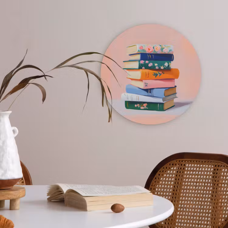 Boeken - Stapel - Kleurrijk Akoestische PET Vilt - Rond klein -sfeer3