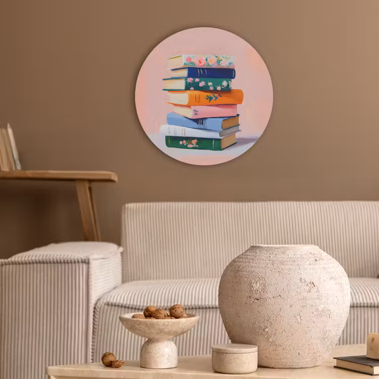 Boeken - Stapel - Kleurrijk Akoestische PET Vilt - Rond klein -sfeer1